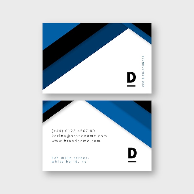 Free vector abstract classic blue business card template