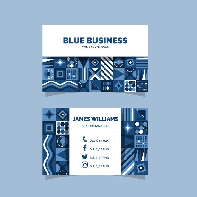 Free vector abstract classic blue business card template