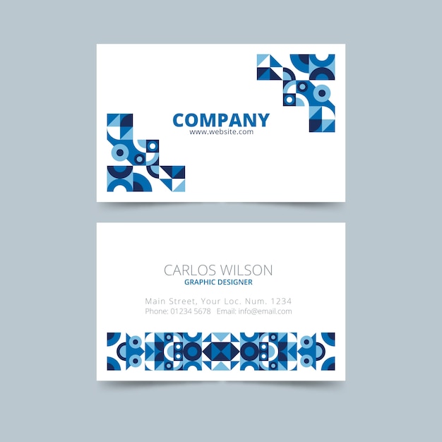 Abstract classic blue business card template