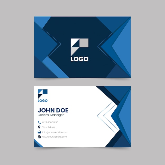 Abstract classic blue business card template