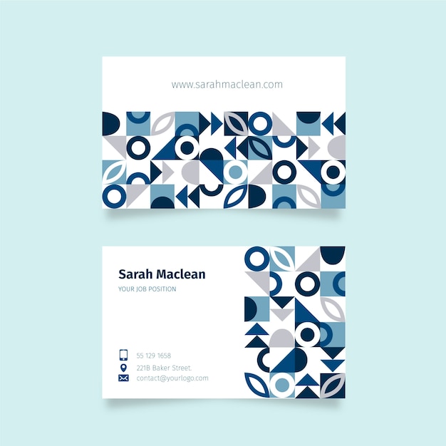 Abstract classic blue business card template