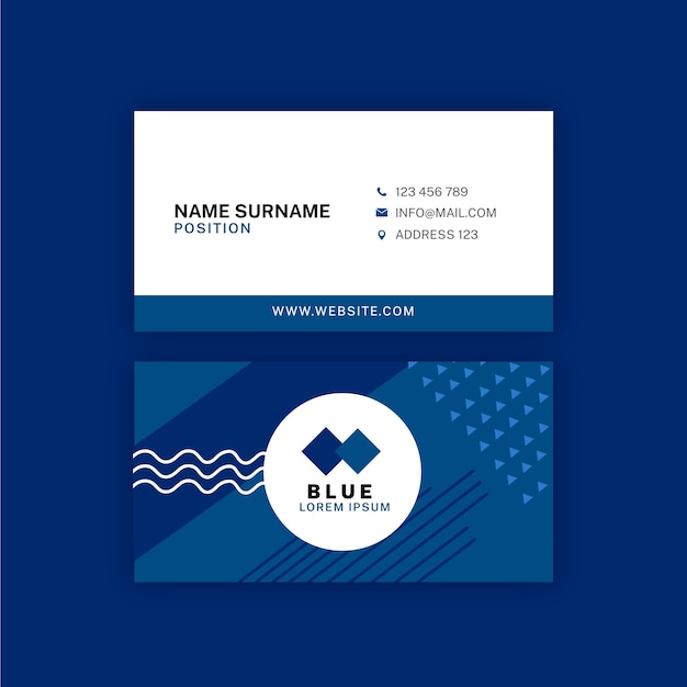 Free vector abstract classic blue business card template