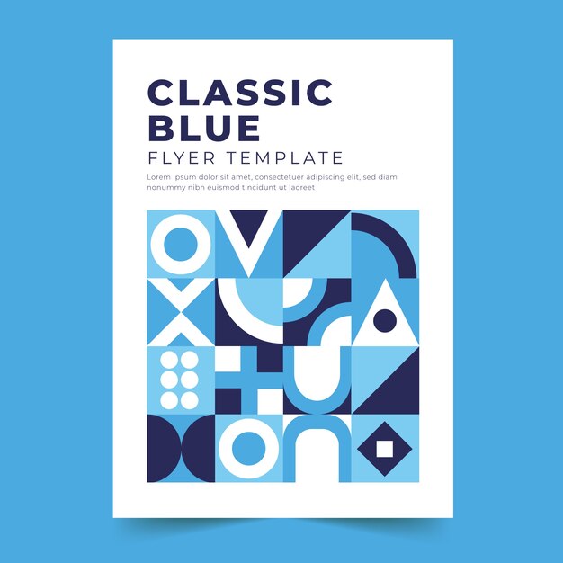 抽象的な古典的な青いチラシテンプレート