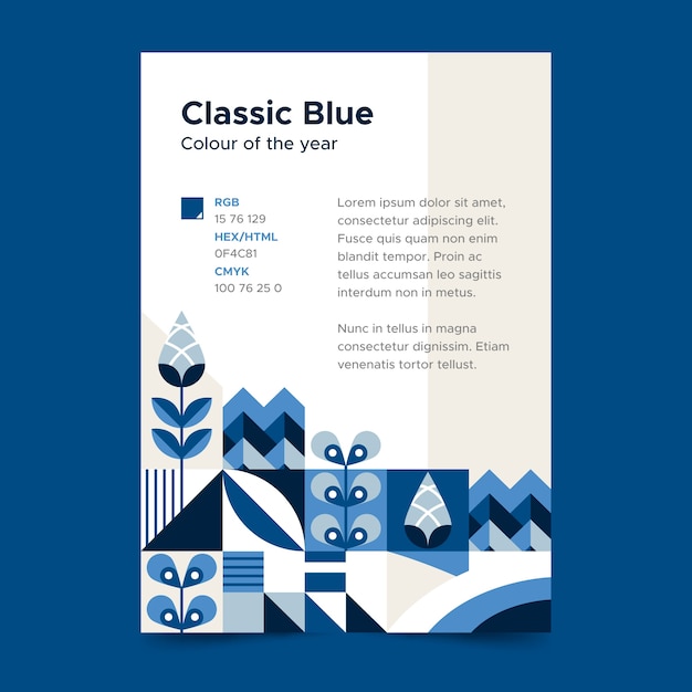 Бесплатное векторное изображение Абстрактная классическая голубая концепция шаблона плаката
