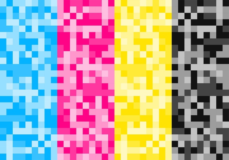 Free Vector abstract cmyk colors pixel pattern backdrop design