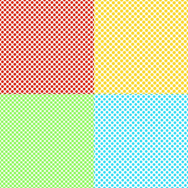 추상적 인 색 원활한 도트 배경 패턴 세트-컬러 서클에서 벡터 그래픽