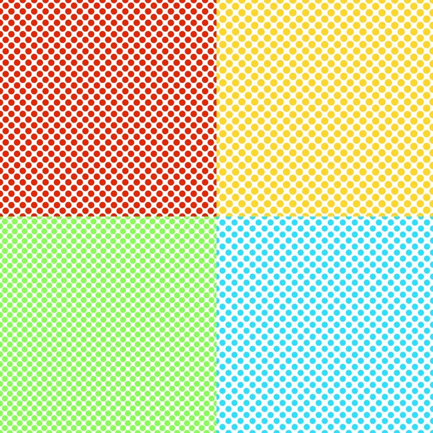 Abstract color seamless dot background pattern set - vector graphics from colored circles