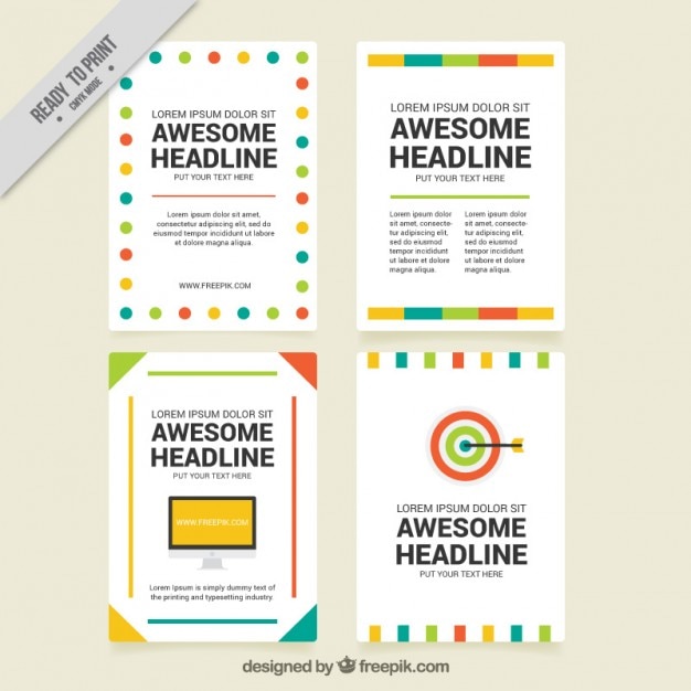 Free vector abstract colored flyer set