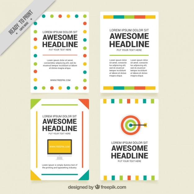 Free Vector abstract colored flyer set 