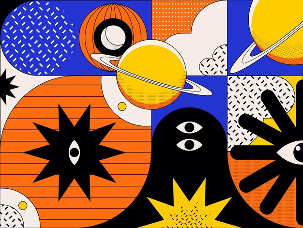 Abstract colorful background with different shapes