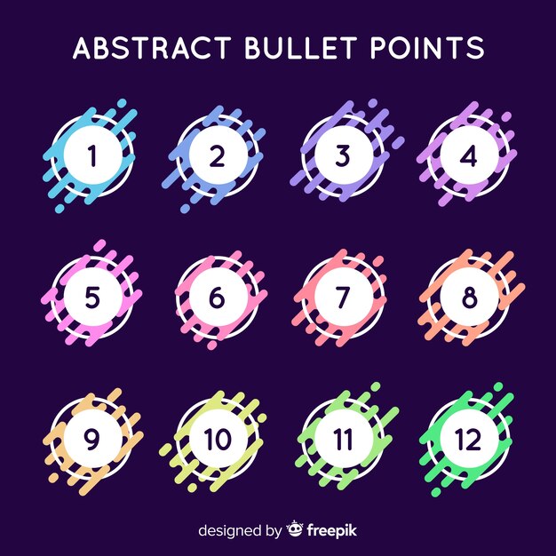 Abstract colorful bullet point collection