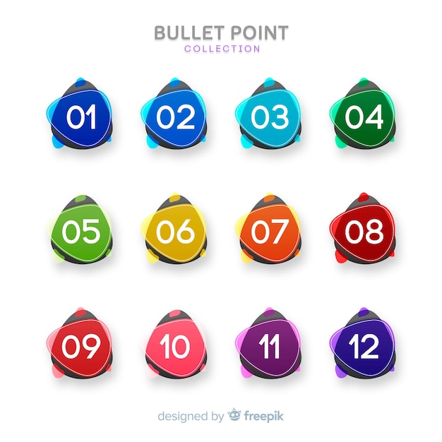 Abstract colorful bullet point collection