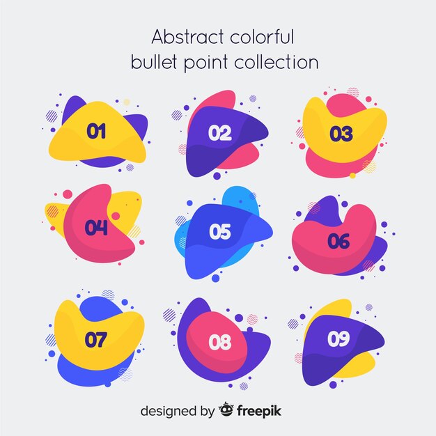 Abstract colorful bullet point collection