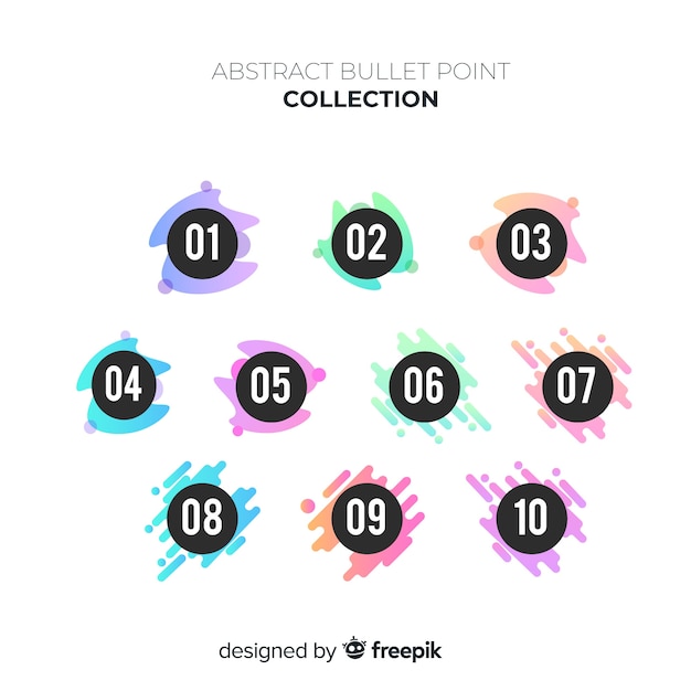 Free vector abstract colorful bullet point collection