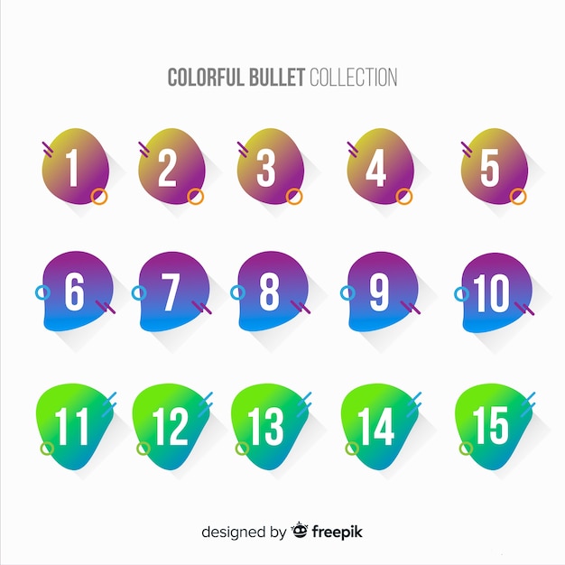 Free vector abstract colorful bullet point collection