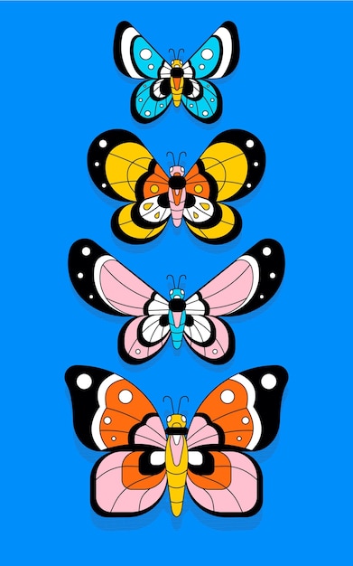 Vettore gratuito carta da parati farfalle colorate astratte