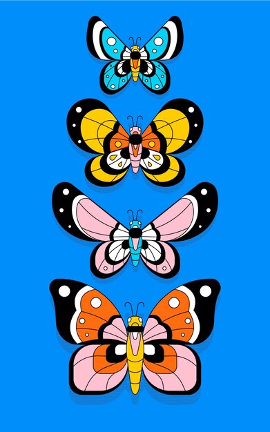Abstract colorful butterflies wallpaper