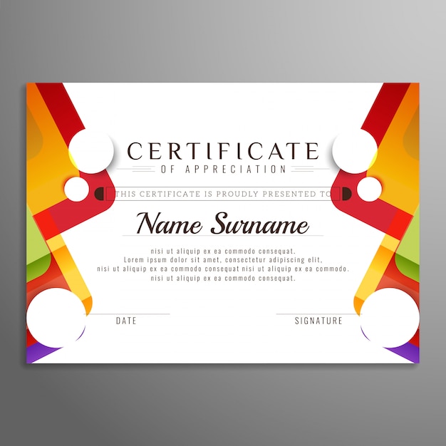 Abstract colorful certificate template design