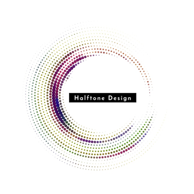 Vettore gratuito vettore di design decorativo a metà tonalità circolare astratto e colorato