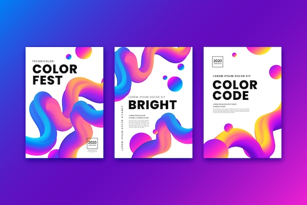 Vettore gratuito set di copertine colorate astratte