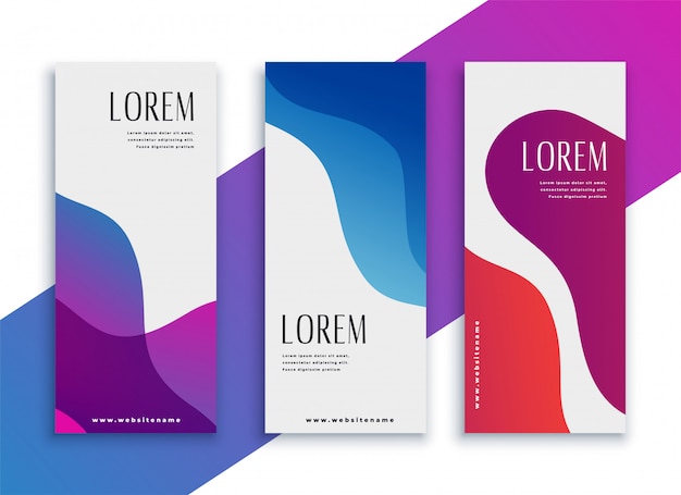 Free vector abstract colorful curve shape banners set