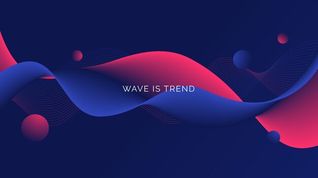 Abstract colorful flowing wave lines isolated on dark blue background