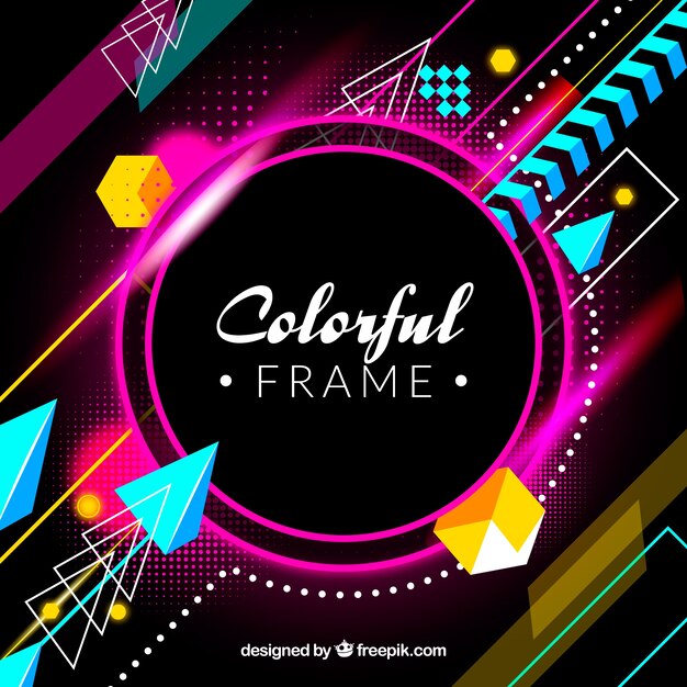 Abstract colorful frame with geometric shapes