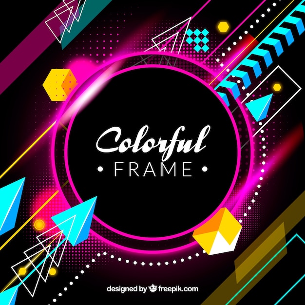 Abstract colorful frame with geometric shapes