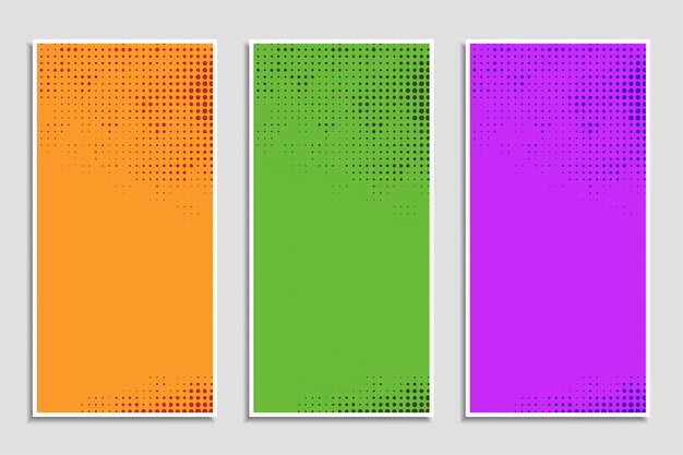 Abstract colorful halftone banners set