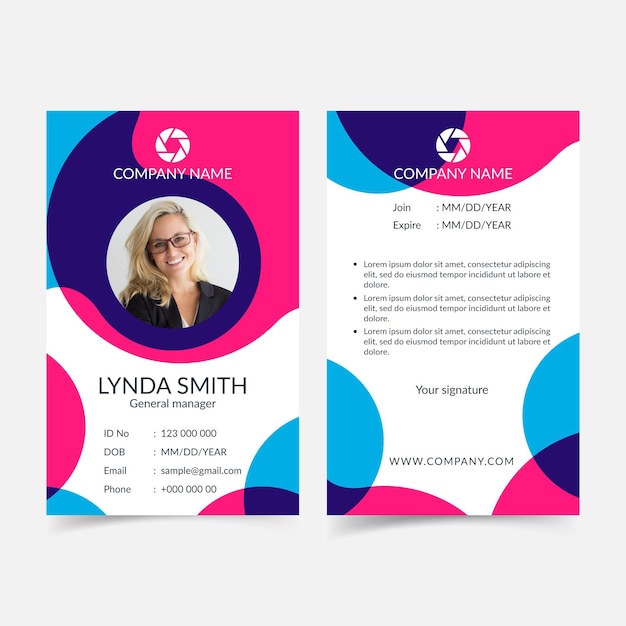 Abstract colorful id card with photo