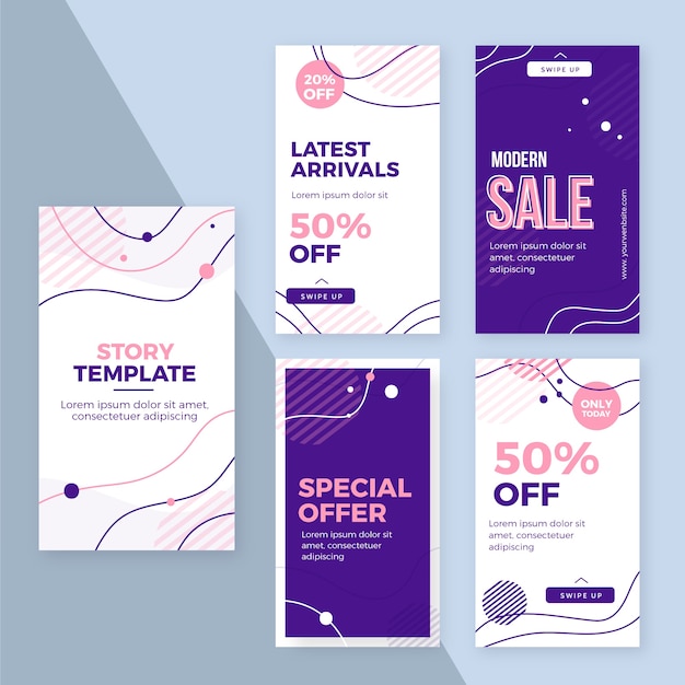 Free vector abstract colorful instagram sale stories concept