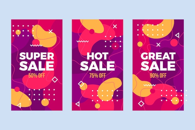 Free vector abstract colorful instagram sale stories