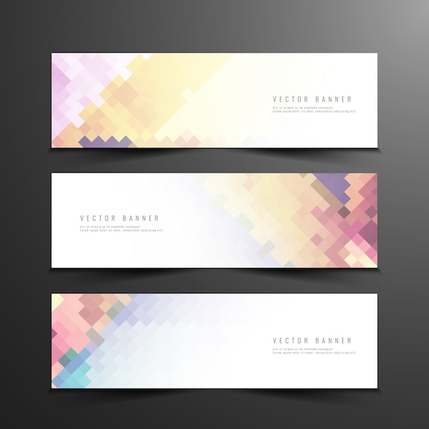 Free vector abstract colorful mosaic banners