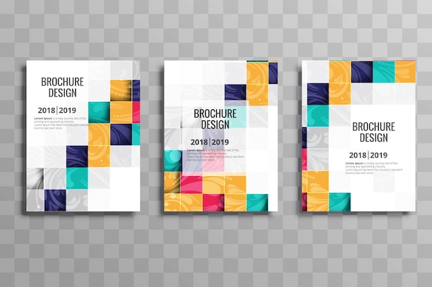 Абстрактные красочные мозаики бизнес-брошюра шаблон набор
