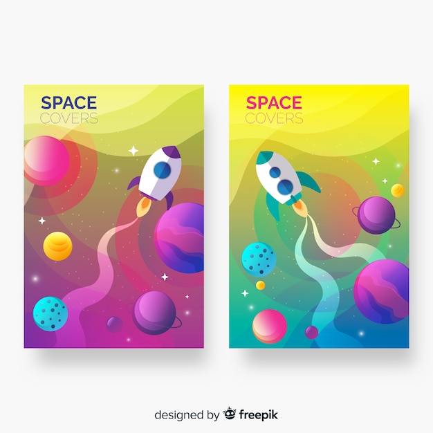 Free vector abstract colorful outer space covers