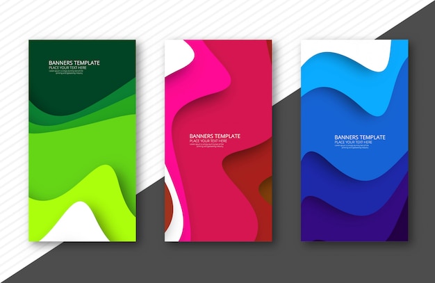 Abstract colorful papercut banners set design template