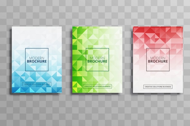 Abstract colorful polygon business brochure template set 