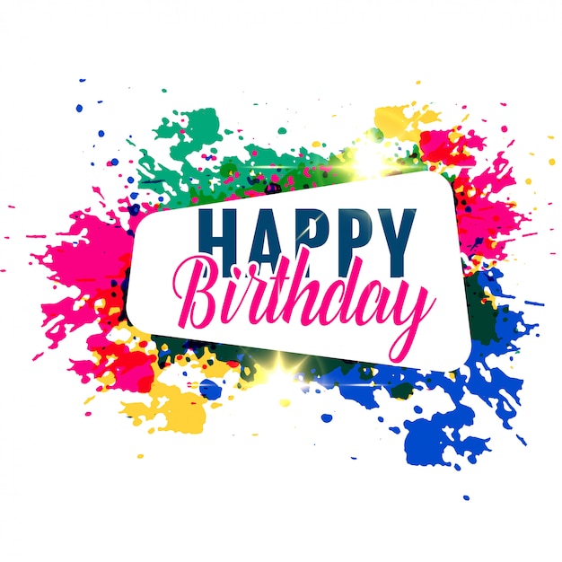 Abstract colorful splash happy birthday greeting design