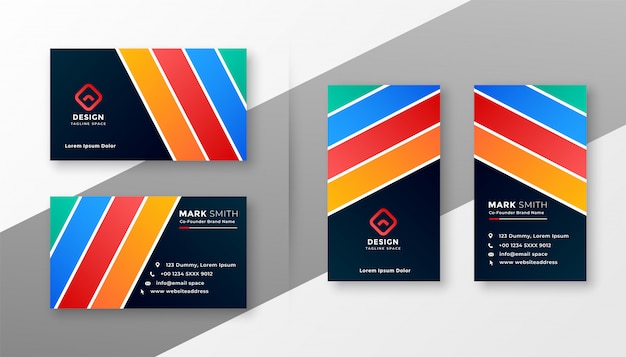 Free vector abstract colorful stripes business card design