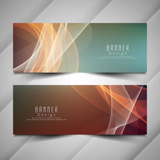 Abstract colorful stylish wavy banners set