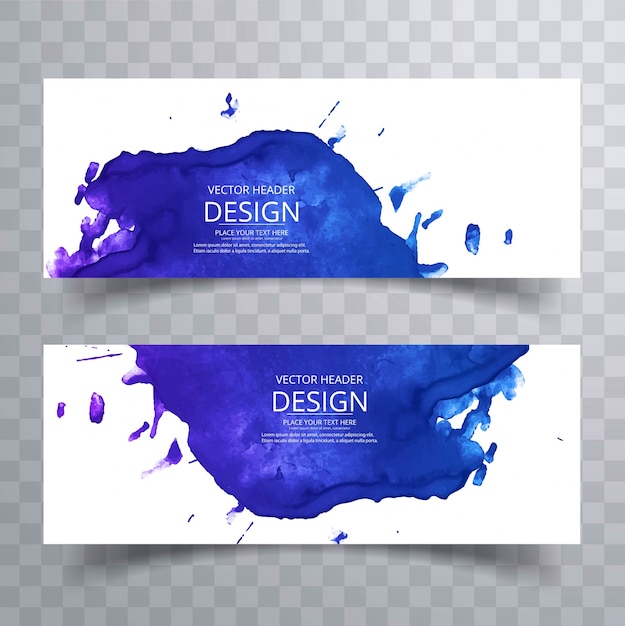 Abstract colorful watercolor banners set