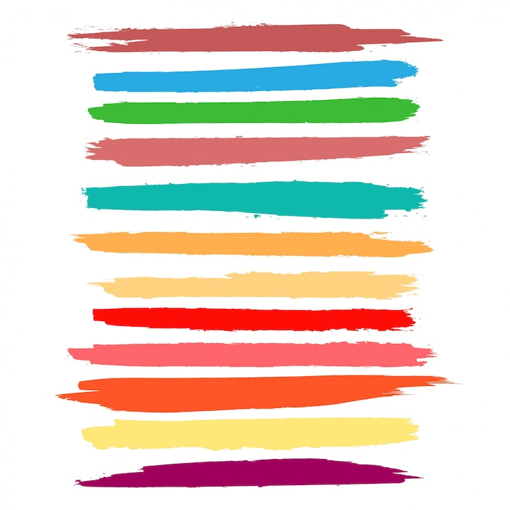 Free Vector abstract colorful watercolor hand draw stroke set