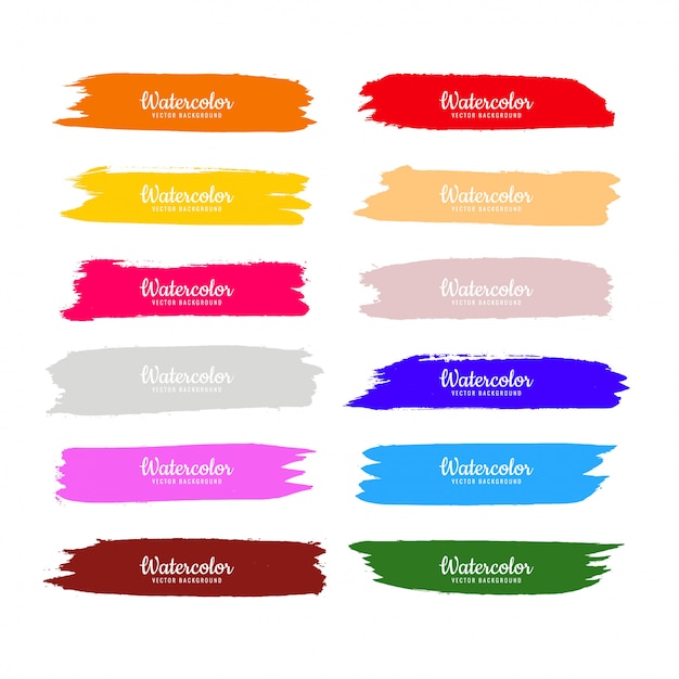 Free vector abstract colorful watercolor hand draw strokes set design