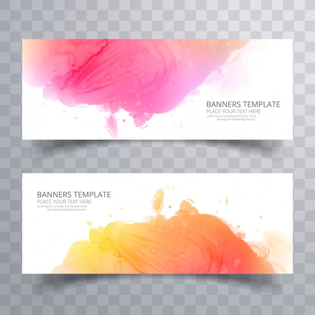 Abstract colorful watercolor header set design