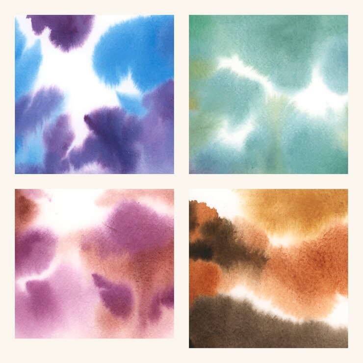 Free Vector abstract colorful watercolor stain texture set