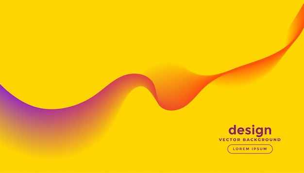 Абстрактные красочные волны линии в желтом фоне дизайна