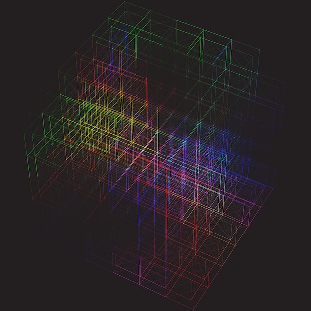 Abstract colourful plexus cube background