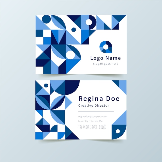Free vector abstract company card with blue shapes