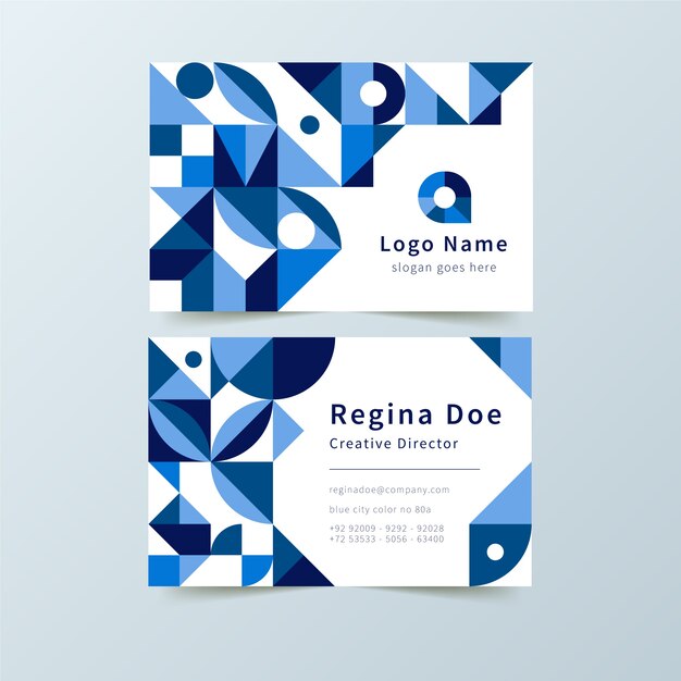 Abstract company card with blue shapes