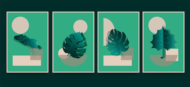 추상 현대 식물 포스터 템플릿 컬렉션